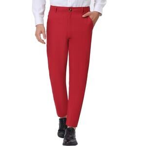LARS AMADEUS NWT $45 Men's Straight Fit Flat Front Chino Red Dress Pants Size 38